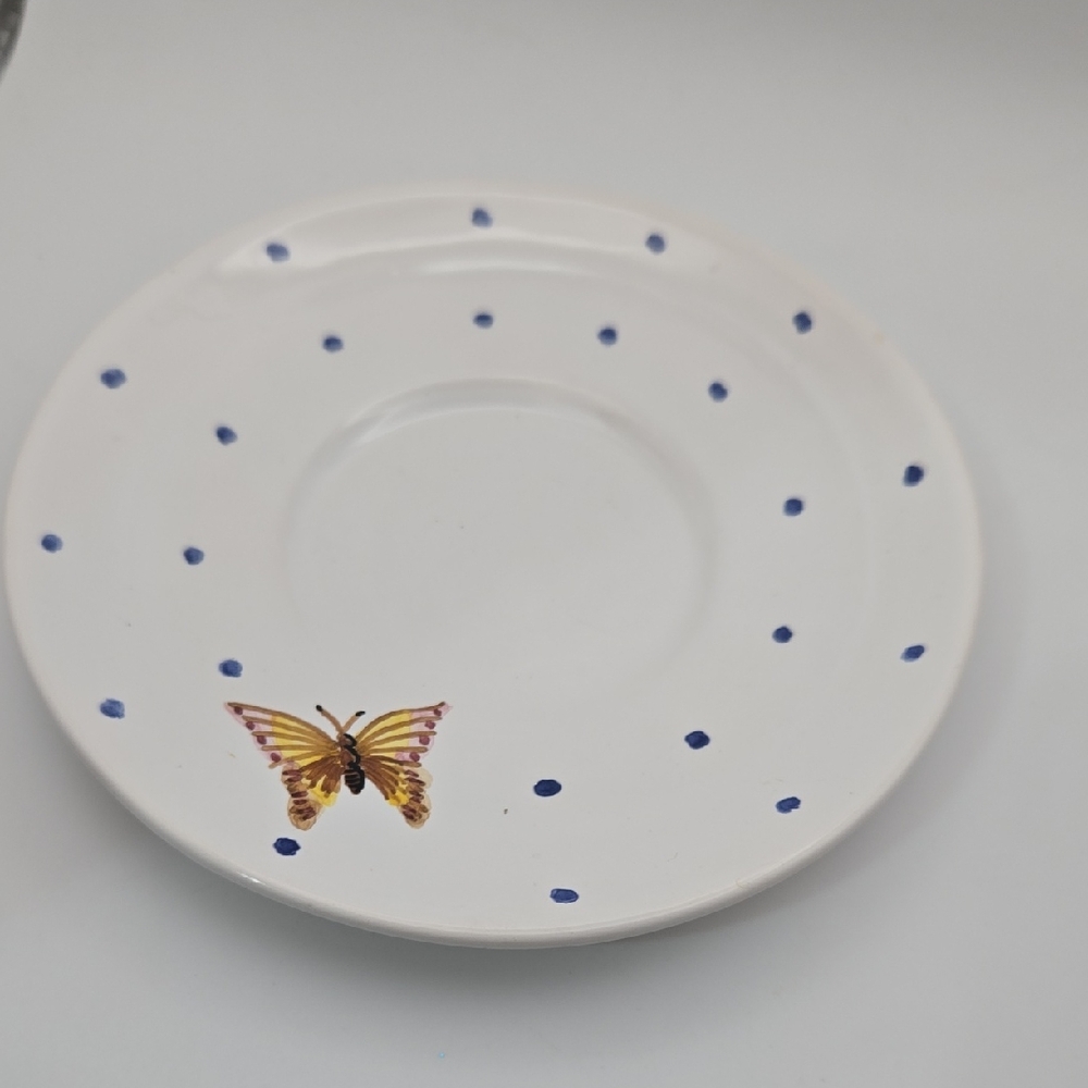 🦋 Hand-Painted Butterfly Trinket Dish | Signed Art Pottery | 5.5” Decorative